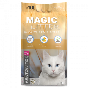 Magic Litter Bentonite Ultra White Bay Powder cementējošās smiltis kaķu tualetēm 10L
