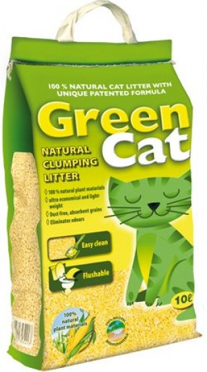 Green Cat cementējošas kukurūzu granulas kaķu tualetei 10L