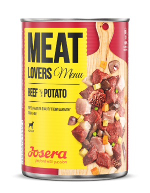 Josera Meat Lovers Menu Beef with Potato konservi suņiem ar liellopu un kartupeļiem 6 x 400g