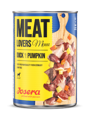 Josera Meat Lovers Menu Duck with pumpkin konservi suņiem ar pīli un ķirbi 800g