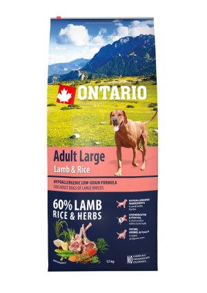 Ontario Dog Adult Large Lamb & Rice , Turkey  barība lielo šķirņu suņiem ar jēru un tītaru 12kg