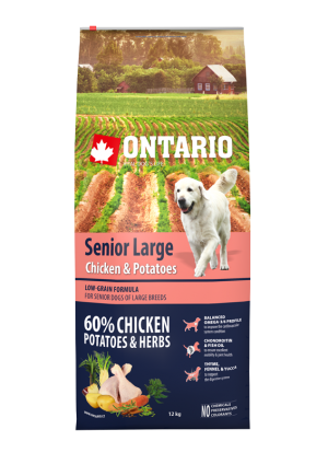 Ontario Dog Senior Large Chicken & Potatoes barība lielo šķirņu suņiem ar vistu 12kg