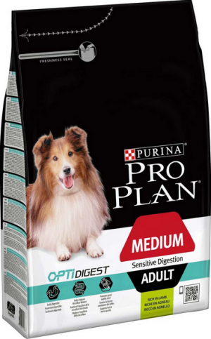 Pro Plan Medium Adult Sensitive Digestion barība vidējo šķirņu suņiem ar jēru 3kg