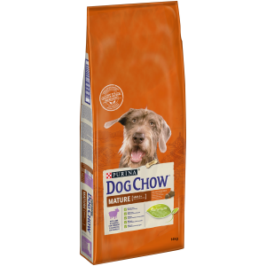 Dog Chow Mature Adult 5+ barība suņiem ar jēra gaļu 14kg