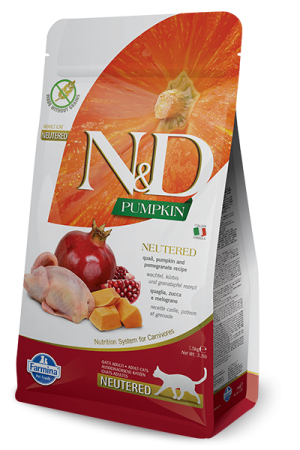 N&D NATURAL & DELICIOUS Cat Grain Free Quail, Pumpkin & Pomegrante Neutered 1.5kg