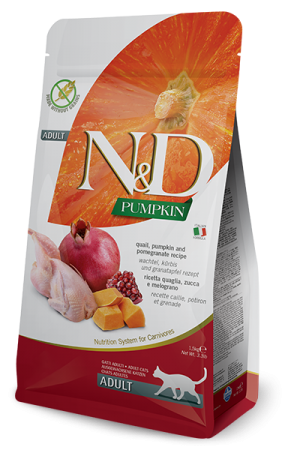 FARMINA N&D NATURAL & DELICIOUS Cat Grain Free Quail, Pumpkin & Pomegrante 5kg