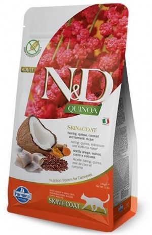 N&D NATURAL & DELICIOUS Cat Grain Free Quinoa, Herring & Coconut Skin & Coat 5kg