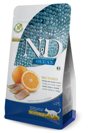 N&D NATURAL & DELICIOUS Cat Grain Free herring & orange neutered 1.5kg