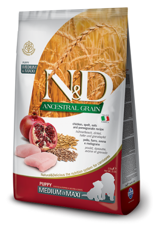 N&D NATURAL & DELICIOUS ND Dog Ancestral grain Chicken & Pomegranate Puppy M/L 12kg