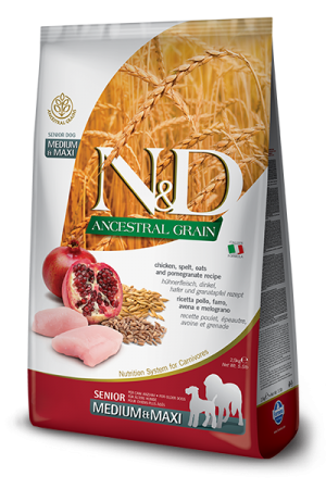 N&D NATURAL & DELICIOUS Dog Ancestral grain Chicken & Pomegranate Senior M/L 12kg