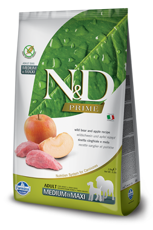 N&D NATURAL & DELICIOUS ND Dog Grain Free Boar & Apple Adult M/L bezgraudu 12kg