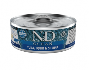 N&D NATURAL & DELICIOUS ND Cat Tuna & Squid & Shrimp konservi kaķiem 80g