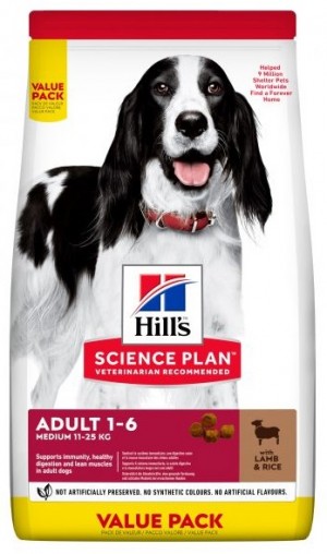 HILLS SP Hill's Science Plan ADULT MEDIUM LAMB & RICE ar jēru un rīsiem 18kg