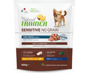 Natural Trainer Mini Adult Sensitive no grain Trout ar foreli 800g