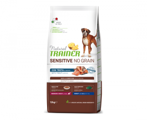 Natural Trainer Medium/Maxi Adult Sensitive no Grain Trout ar foreli 12kg