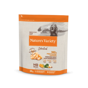 Natures Variety Selected Med/Max Adult Free Range chicken bezgraudu barība vidējo/lielo šķirņu suņiem ar vistu 600g