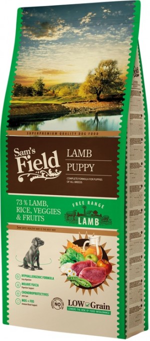 Sams Field Fresh Lamb&Rice Puppy all sausā barība visu šķirņu kucēniem ar jēru un rīsiem 13kg