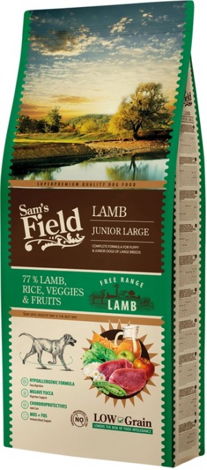 Sams Field Fresh Lamb & Rice Junior Large barība lielo škirņu kucēniem ar jēru un rīsiem 13kg