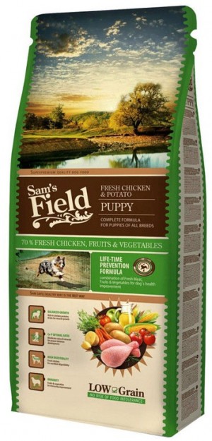 Sams Field Dog Chicken & Potato Puppy All barība visu šķirņu kucēniem ar vistu 13kg