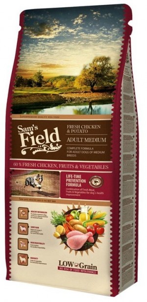 Sams Field Chicken & Potato Medium Adult barība vidējo šķirņu suņiem ar vistu 13kg