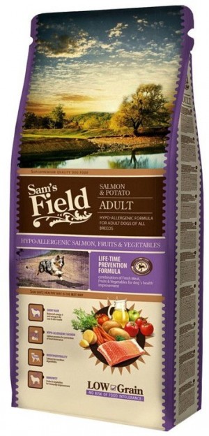 Sam Field Salmon & Potato Adult hipoalerģiska barība visu šķirņu suņiem ar lasi 13kg