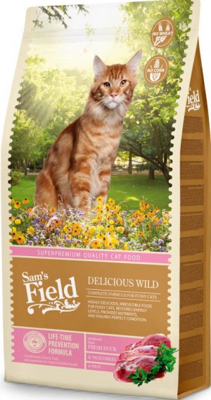 Sams Field Cat Delicious Wild barība kaķiem ar pīli un vistas gaļu 7.5kg